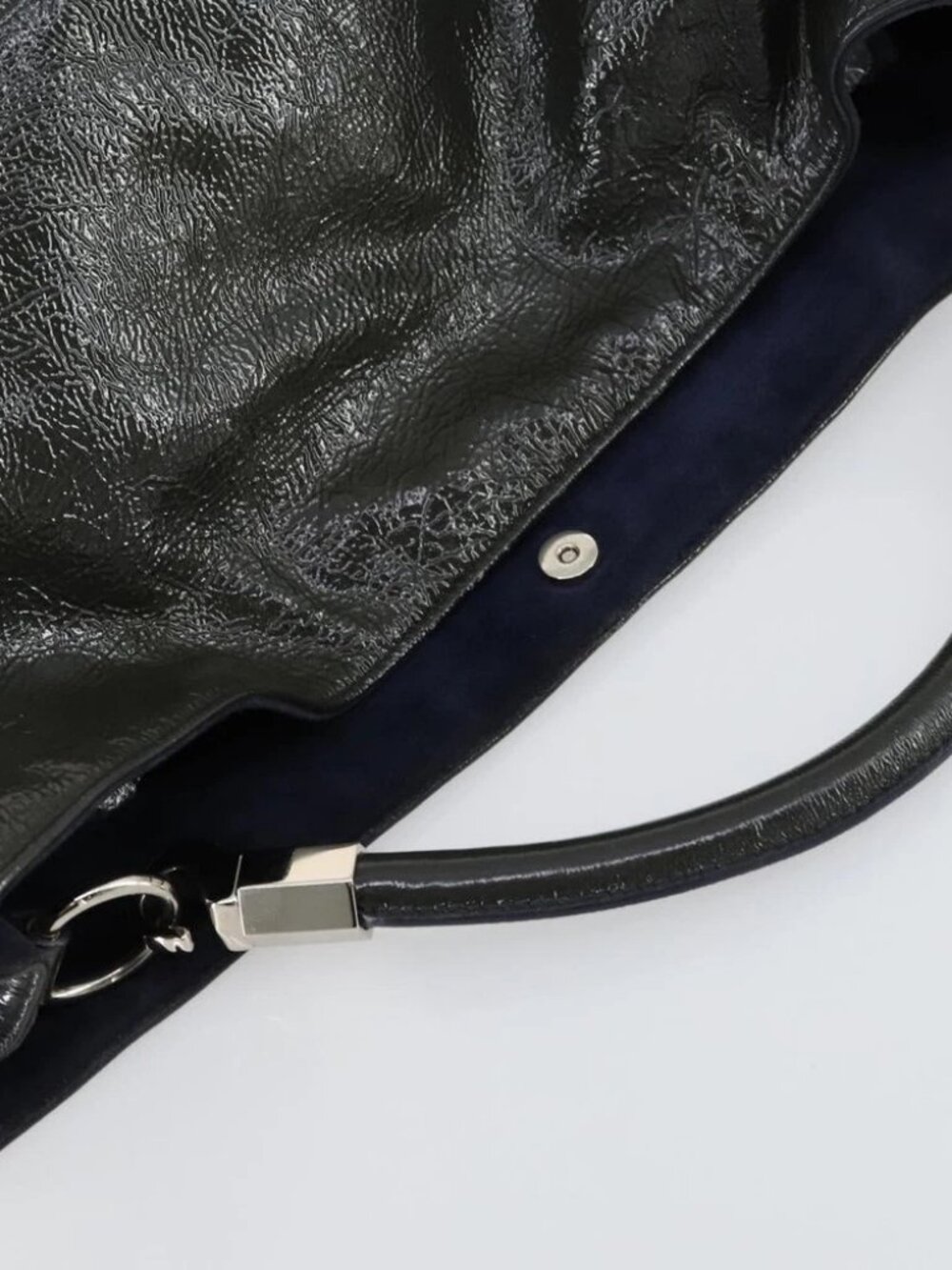 SAINT LAURENT Shoulder Bag Enamel Khaki Silver Auth - Picture 10 of 16